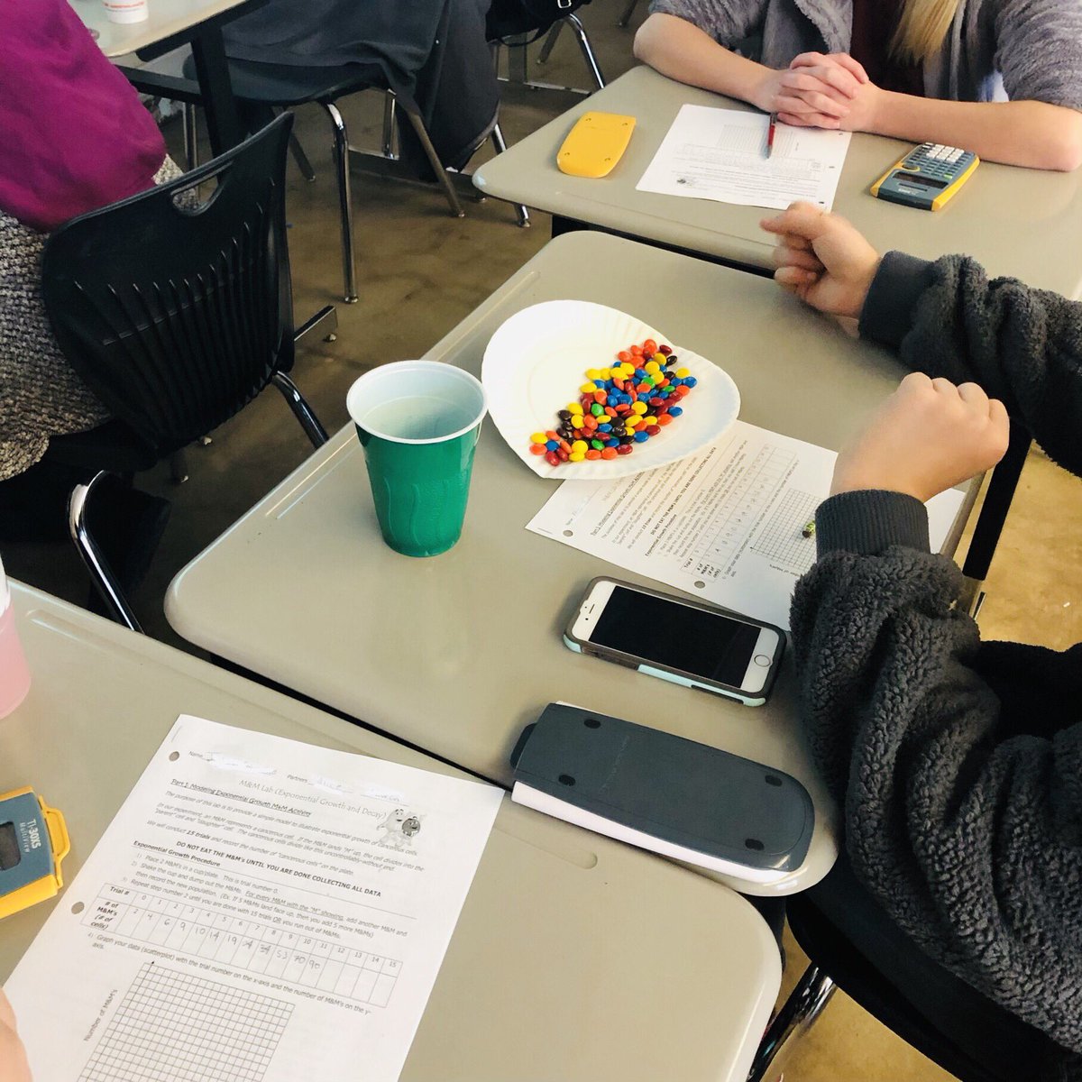 ColebankMath's tweet photo. That time math got exponentially better with M&amp;Ms and Ms. C 👩🏼‍🏫 #lhs221 https://t.co/jxspzum7VX