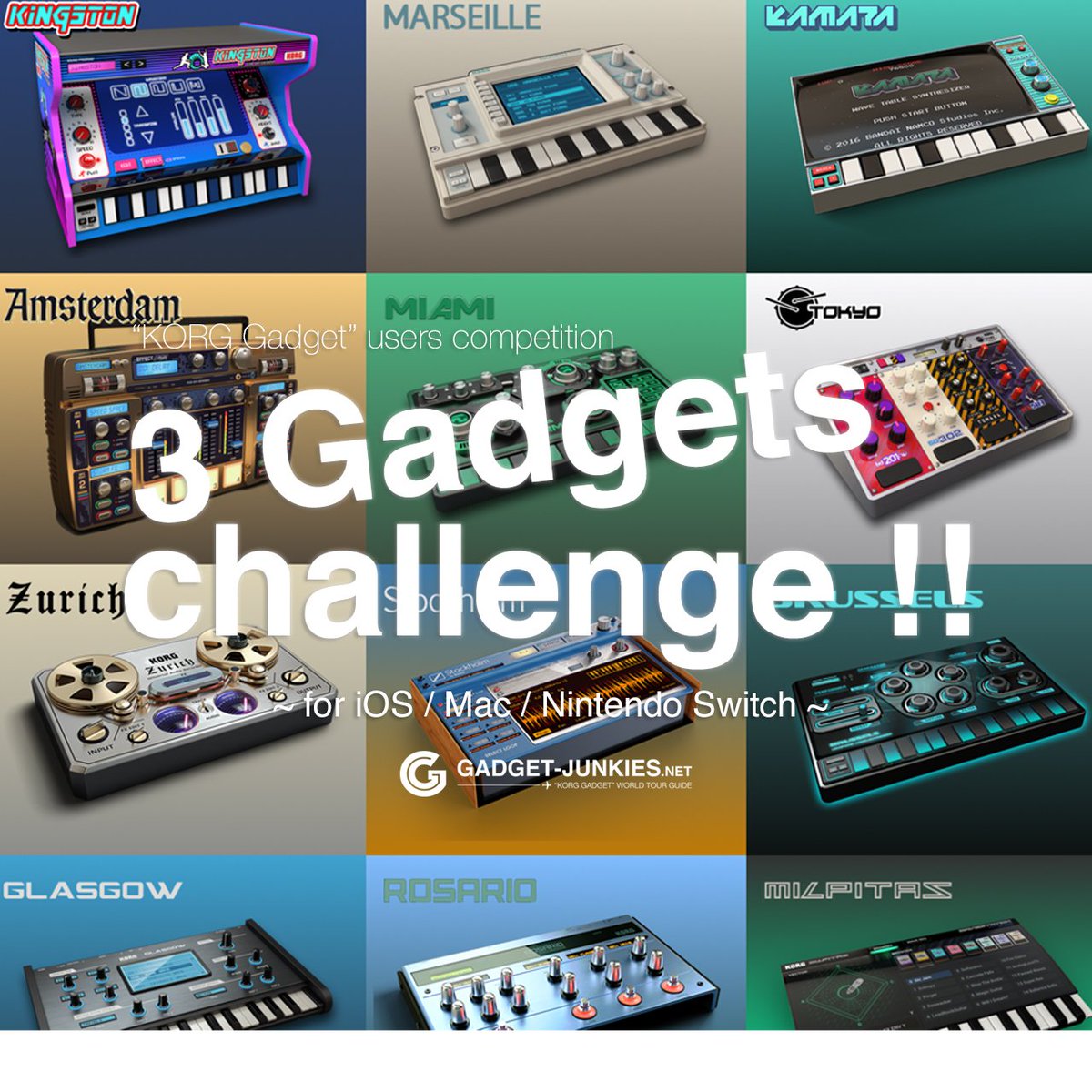 Korg Gadgetユーザー作曲コンペ 3 Gadgets Challenge エントリー作品まとめ
