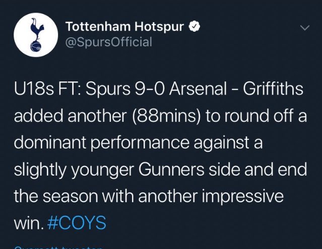 Imagine actually celebrating this, what a strange bunch of deluded supporters that club truly are.

Embarrassing. 😧😐🤔

#THFC #COYS