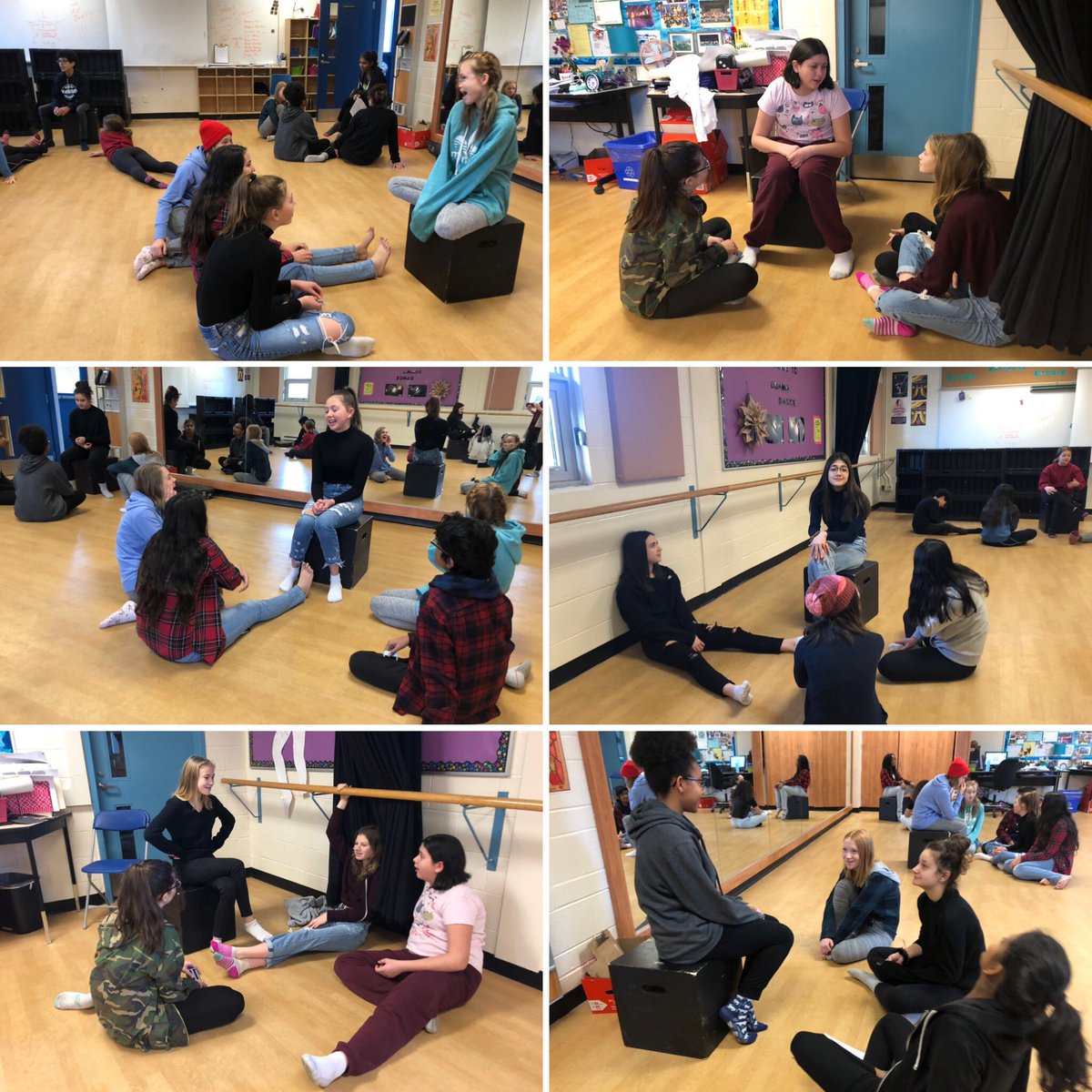 Grade 8 @QESrPS students putting their characters on the “hot seat”. This is a great drama exercise to learn more about the characters you are creating or portraying! #pdsbdrama