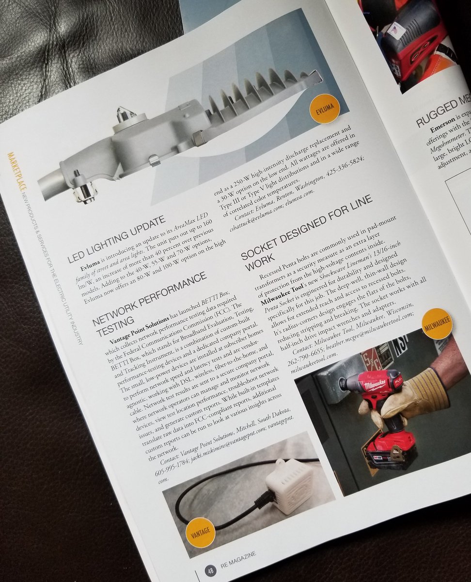 Evluma1's tweet image. The updated AreaMax is featured in this month&apos;s @NRECANews REMagazine Marketplace. &quot;Adding to 40W, 55W &amp;amp; 70W options, Evluma now offers an 80W &amp;amp; 100W option on the high end as a 250W HID replacement &amp;amp; a 30W option on the low end. &quot; Visit us @DistribuTECH &amp;amp; #TechAdvantage2019.
