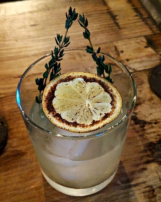 Neftali in the Wind - Gin, lemoncello, torched thyme, lime #cocktails #andover #rip spirop.us/2HhhB5n