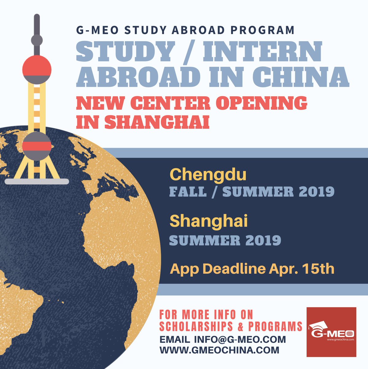 G-MEO now has a new center opening in Shanghai. Don't miss the chance to study abroad in the largest city in China.

#studyabroad #studyabroadinchina #studyinshanghai #studyabroadlife #collegestudent #collegelife #collegetravel #travelandlearn