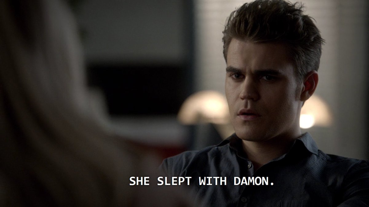 this was just a straight up lie, stefan really tried to make elena look like a cheater and have everyone feel sorry for him when we all know know elena slept with damon AFTER their breakup. They didn't breakup bc she slept with damon.