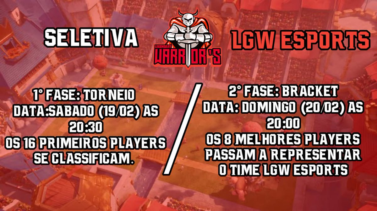 Alteramos as datas para nossa seletiva. Devido a nossa disponibilidade, adiamos o torneio para sábado (19) e o bracket para domingo (20)