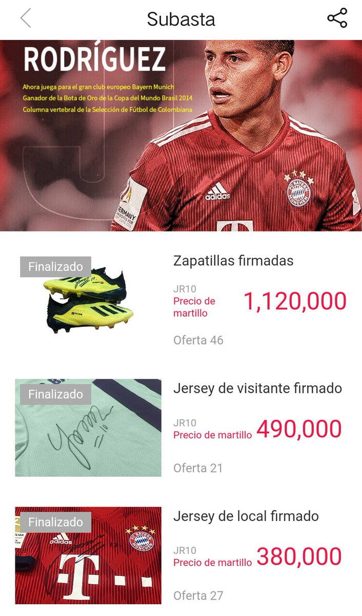 Selfsell_Es's tweet photo. Hace algunas horas finalizó la subasta 2.0 de artículos personales de @jamesdrodriguez.
Felicidades a los fans que ganaron con su oferta.
#TokenJR10 #SSC #SelfDax #SelfSell #ActivosDigitales #criptomonedas #Jamesistas https://t.co/EUC0BrYDqI