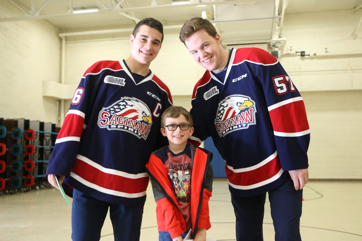 SpiritHockey's tweet photo. #SpiritInTheCommunity || January 14th Spirit Players; @coskey_cole, Ivan Prosvetov @Reags_o_steel & @damiengiroux20 all visited Hemmeter Elementary School. We had a blast with equipment races, meeting the students of Hemmeter Elementary, and even a shootout. https://t.co/vSv3j984yy