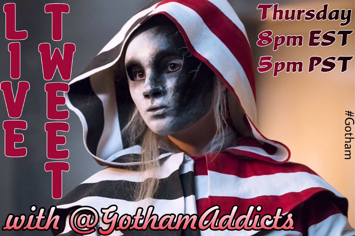 It’s almost #Gotham time! Live tweet with <a href="/GothamAddicts/">GothamAddicts</a>, tonight at 8pm EST and WC at 8pm PST. <a href="/Gotham/">Gotham</a> <a href="/GothamTVPodcast/">THE #Penguin Podcast</a> @SeanPertweeFans <a href="/HeighwayKelly/">kellyheighway</a> @bhall43211 <a href="/KILLERGRACE/">Noel Torres</a>