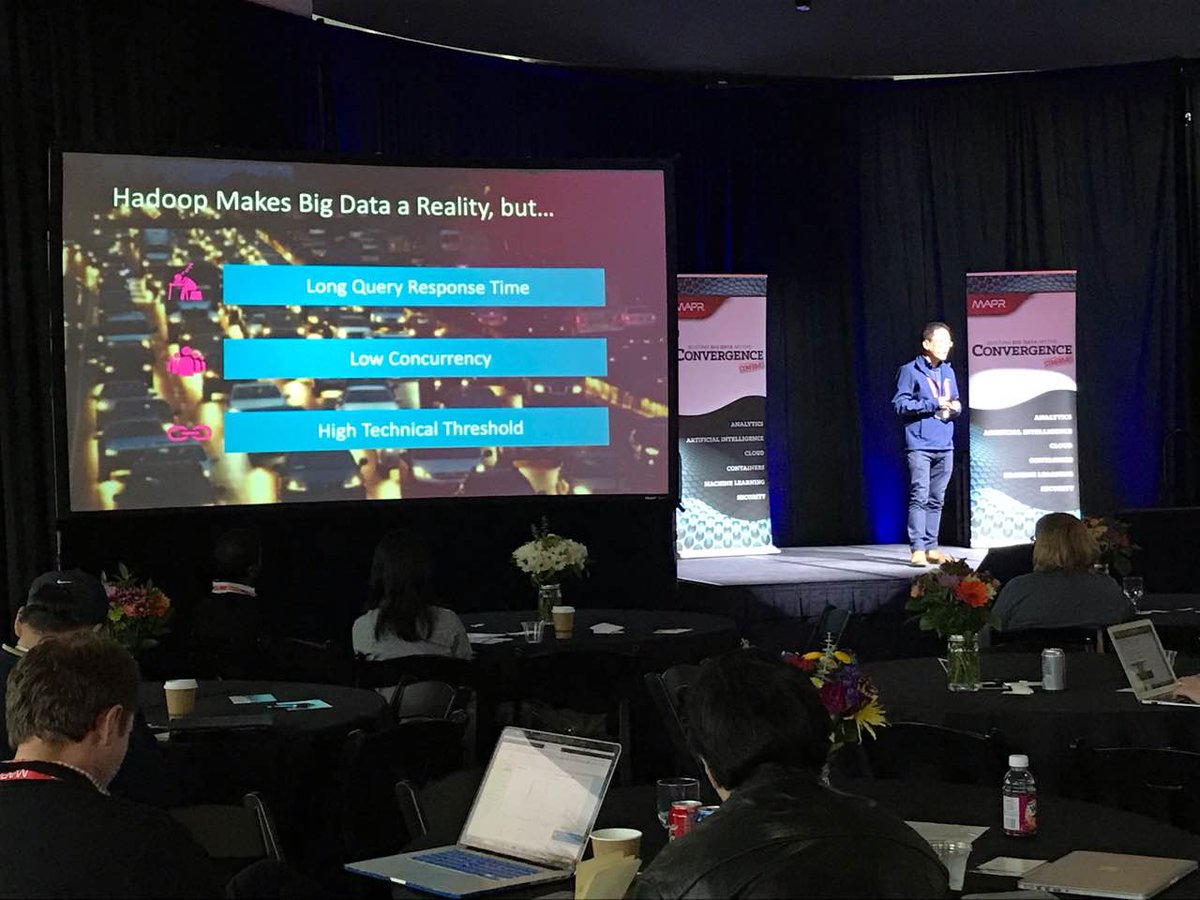 kyligence's tweet photo. Our own Daniel Gu takes center stage at #MapRConvergence to share how #Kyligence makes accelerated #BI on #BigData possible. https://t.co/z2agp1qsja