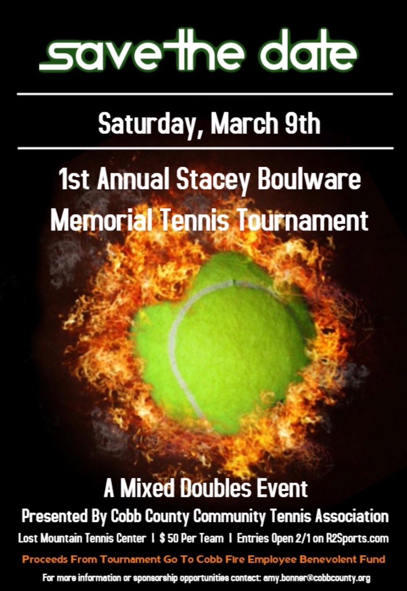 SAVE THE DATE!! Memorial Tennis Tournament in Honor of Stacey Boulware