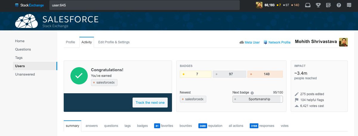msrivastav13's tweet image. Good badge to have #SalesforceDX @StackSalesforce