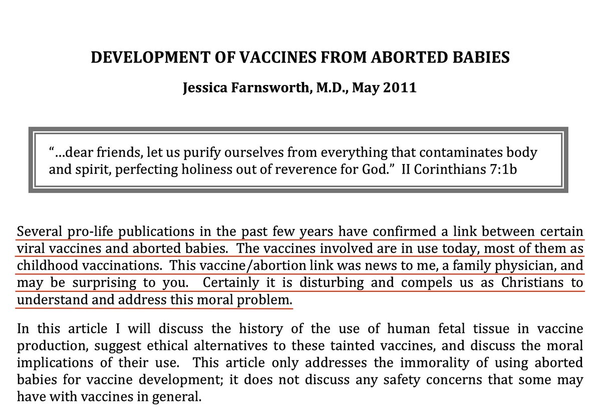 The Nastier Side To Vaccines.'Development Of Vaccines From Aborted Babies.' Report By Jessica Farnsworth M.D., Published May, 2011.PDF Of Report. https://cogforlife.org/farnsworthvaccines.pdf #QAnon  #Vaccine  #Autism  @potus