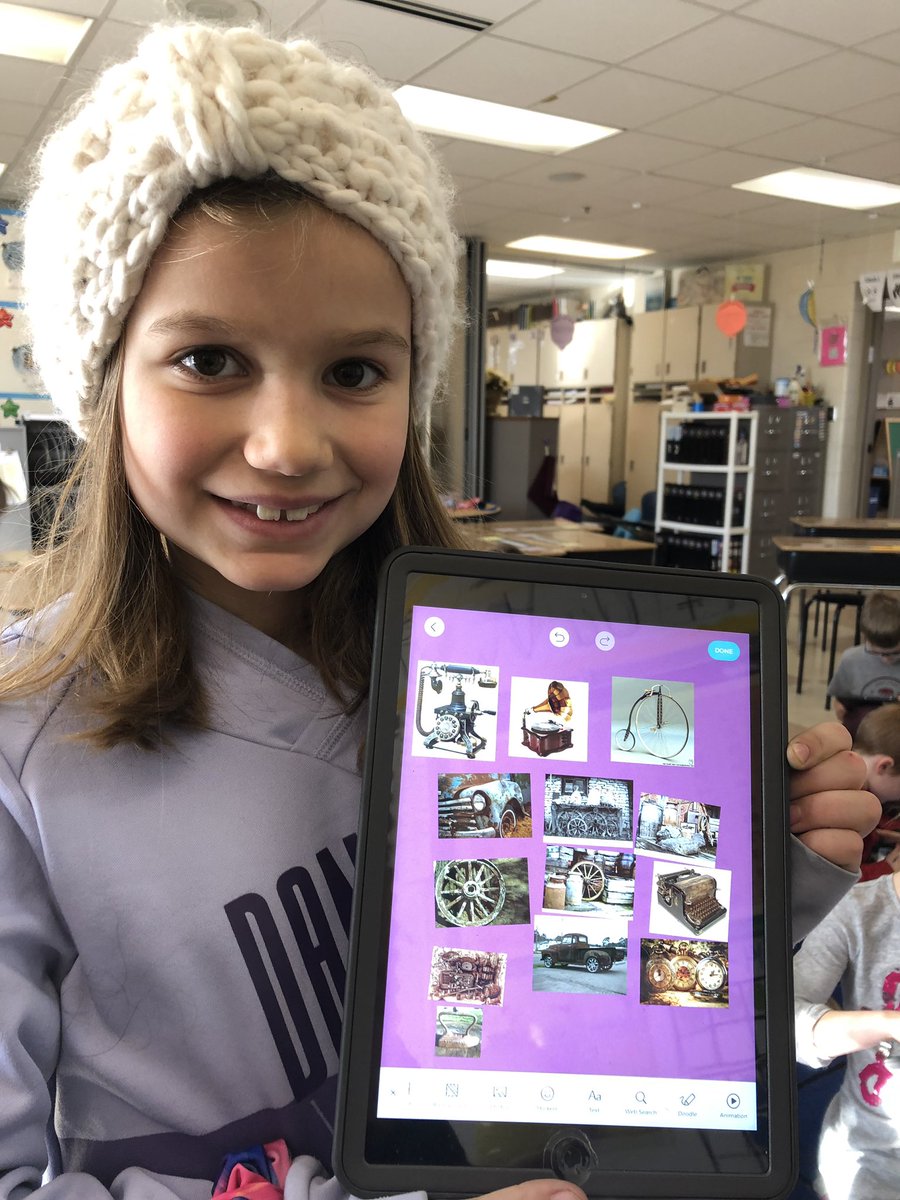 She was so proud!  Learning about how things have changed over time. She found lots of images of ‘old’ things! #ahschools #piccollageEDU #seesaw #showwhatyoukbow