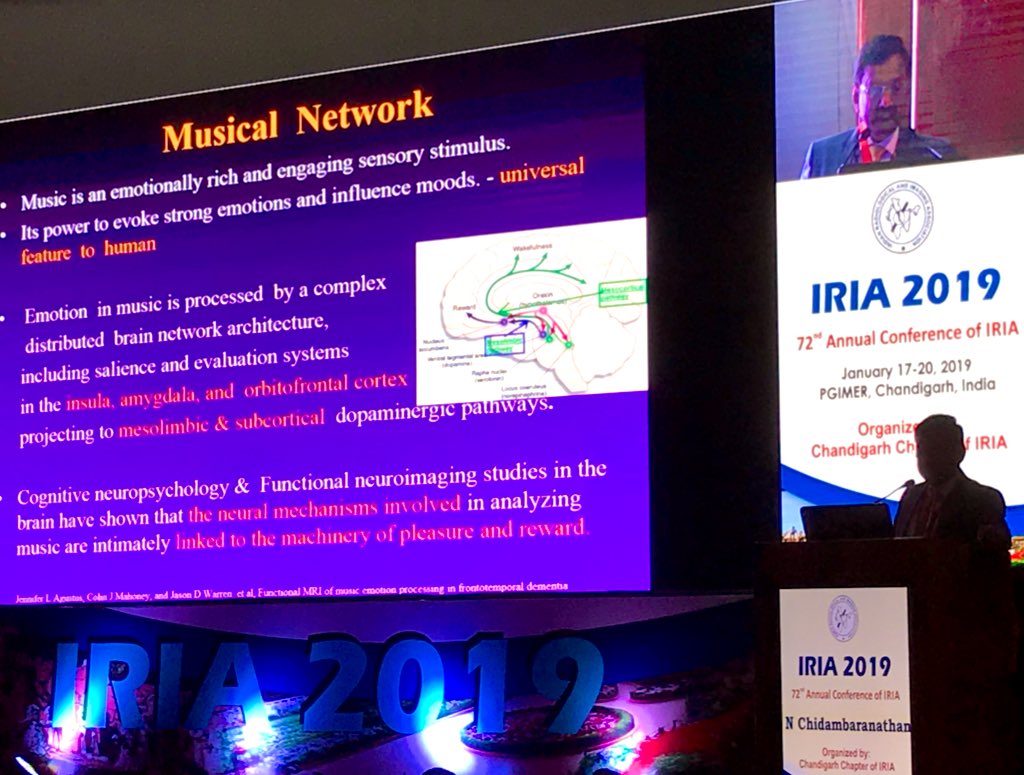 Imaging of musical networks in brain - interesting study; JCBose oration at #IRIA2019 #fMRI #musicandmind