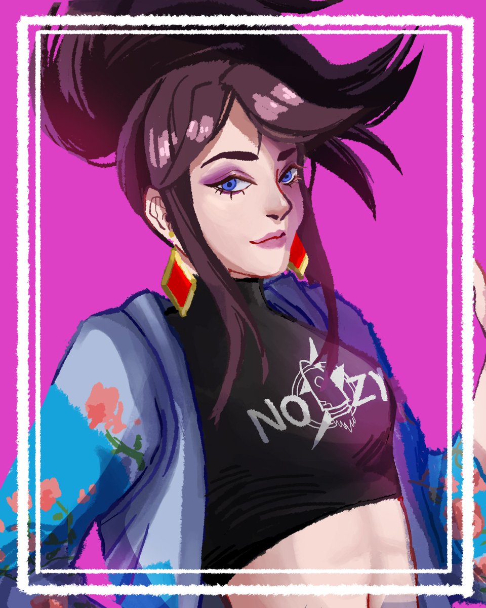 Akali wearing Jeon Soyeon's outfit from the music video of Hann I love