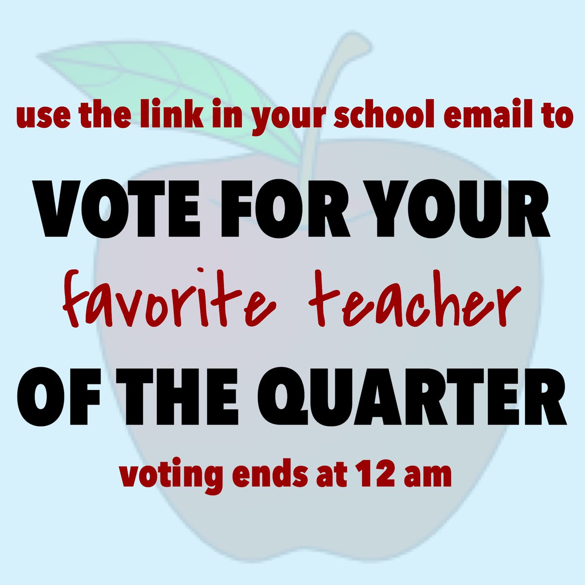 Vote for your favorite teacher by tomorrow afternoon!