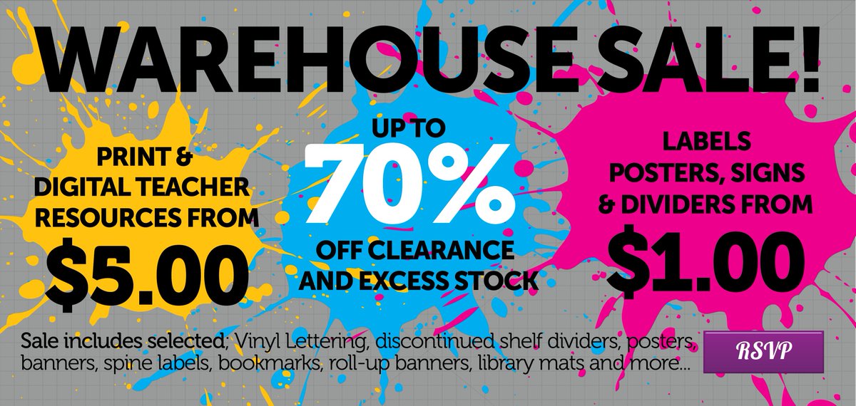 Sybasigns's tweet photo. Calling all Sydney Metro Teachers &amp; Teacher Librarians!

Syba Signs is having a warehouse sale! One day only!

Check out our website for more information and to register! 
https://t.co/7rV4fAO5fp 
#oztl #aussieED #libraries #schoollibraries https://t.co/tiN5EDPttP