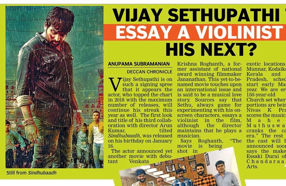 Chandaraa Arts (@chandaraaarts) on Twitter photo Our Next venture with <a href="/VijaySethuOffl/">VijaySethupathi</a> sir. Directed by #VenkataKrishnaRoghnath former assistant director of Dir #Jananathan
<a href="/essakikarthik/">Essakikarthik</a> <a href="/essaki16/">essaki</a> <a href="/ruggyz/">R_UG3 Adepoju</a> <a href="/nivaskprasanna/">Nivas K Prasanna</a> <a href="/onlynikil/">Nikil Murukan</a> Our Next venture with <a href="/VijaySethuOffl/">VijaySethupathi</a> sir. Directed by #VenkataKrishnaRoghnath former assistant director of Dir #Jananathan
<a href="/essakikarthik/">Essakikarthik</a> <a href="/essaki16/">essaki</a> <a href="/ruggyz/">R_UG3 Adepoju</a> <a href="/nivaskprasanna/">Nivas K Prasanna</a> <a href="/onlynikil/">Nikil Murukan</a>