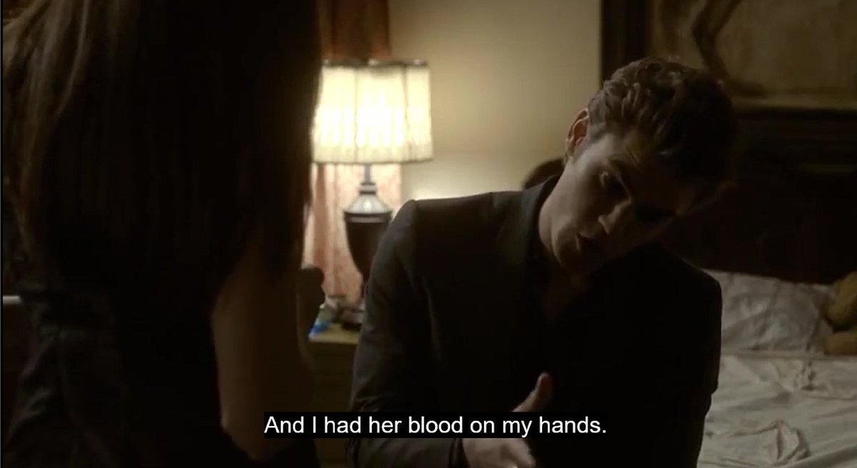he doesn't answer elena's question about kelly bc he doesnt want to tell her that he tasted her blood, he then maneuvers the conversation to the part when he was in control so he can convince elena that he's fine.