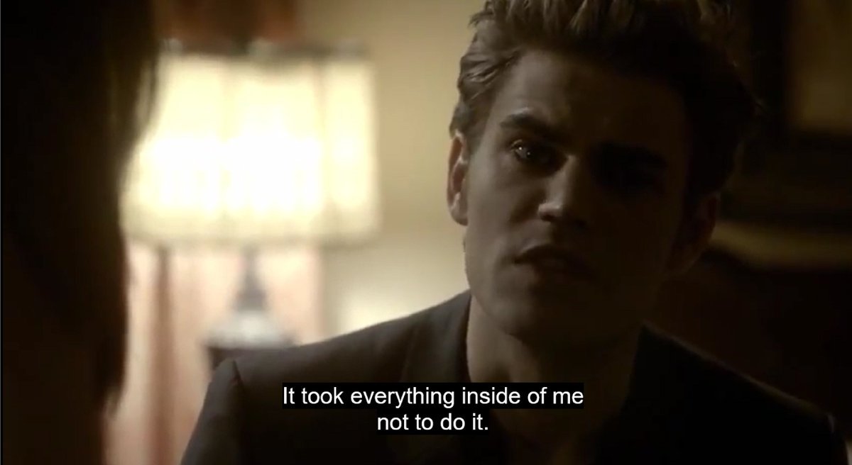he doesn't answer elena's question about kelly bc he doesnt want to tell her that he tasted her blood, he then maneuvers the conversation to the part when he was in control so he can convince elena that he's fine.
