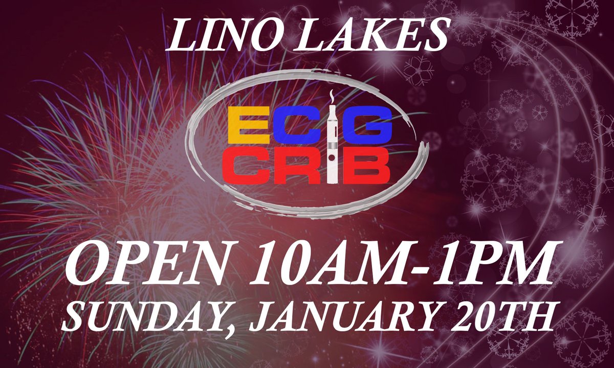 ecigcribLL's tweet photo. We will be closing at 1PM this Sunday so our staff can attend our company's annual party! We will reopen at 10AM the following day. #ecigcrib #vapeshop #hours #linolakes #minneapolis https://t.co/8Ls0lPJDXK
