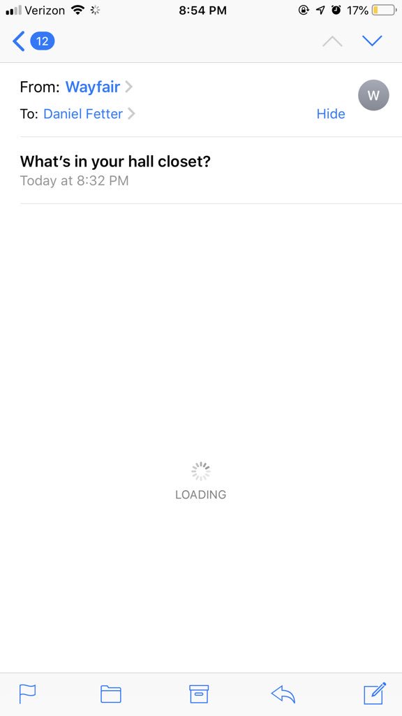 danielfetts's tweet photo. Thanks wayfair for reminding me I’m too poor to have a hall closet #actorlyfe https://t.co/Zj3PgmVKdf
