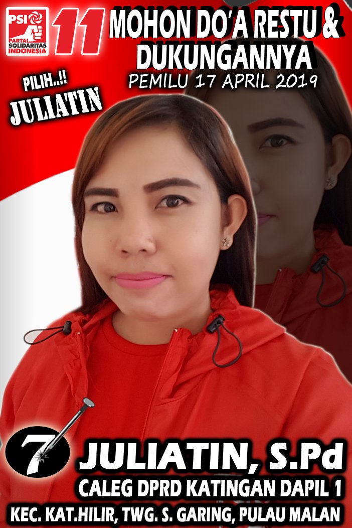 PSIKatingan's tweet photo. CALEG PSI KATINGAN 
JULIATIN, S.Pd
CALEG DPRD KATINGAN DAPIL I
NOMOR URUT 7

PSI 11
#PSIKATINGAN
#PSIKALTENG
@PSIKatingan 
@bucun https://t.co/nSIvsOyhgm