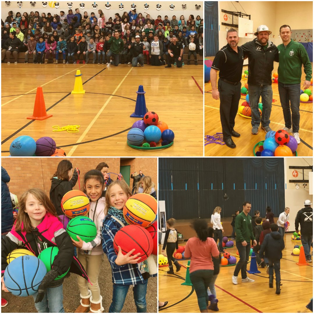 Thank you @TimbersFC @ThornsFC @AllstateFDN for generously donating PE equipment to @Hall_Elementary! And a big thank you to @TimberJoey and @JewsburyJ for coming out to drop off the equipment, our students had so much fun! #BuildGBSD @PTStandTogether