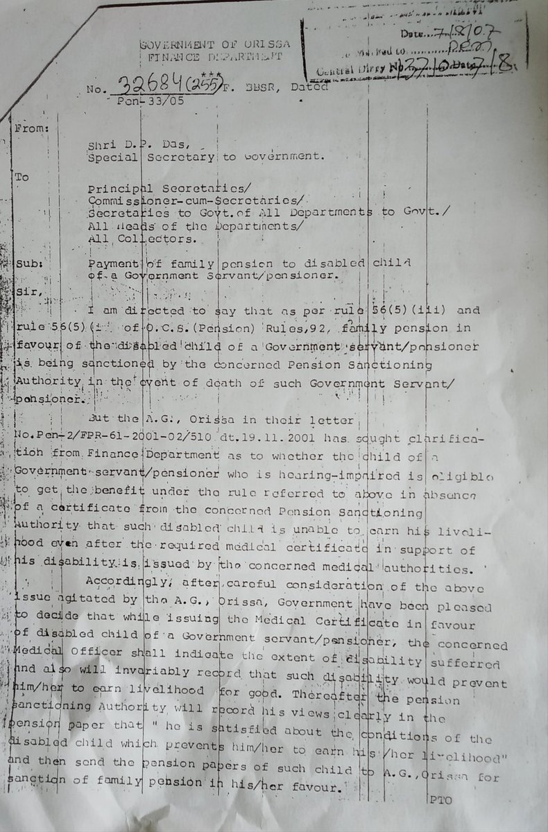 AndazAaronLive's tweet photo. Mohatab Nisha, mentally disabled child of Govt servant/pensioner.A letter no 32684 (255)date07/08/2007by Special Secretary to provide family pension. Her father died in 2015,but still she has not got pension.Please arrange family pension to her @CMO_Odisha @PuriDistrict @SSEPD2 https://t.co/AaHirt5CoF