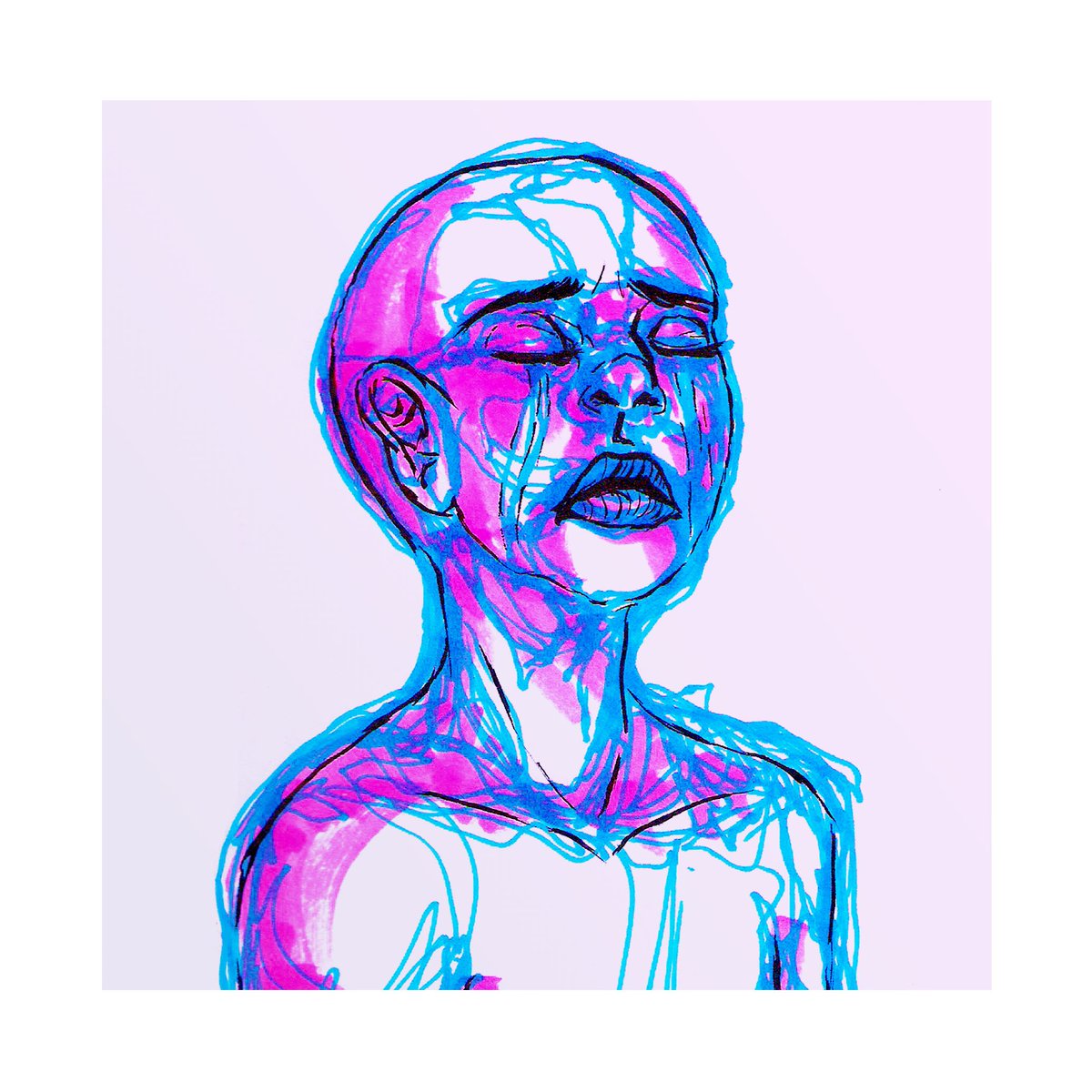 SelinaKucera's tweet image. sometimes you just have to cry #continuouslineart #copicmarkers #sketchbook