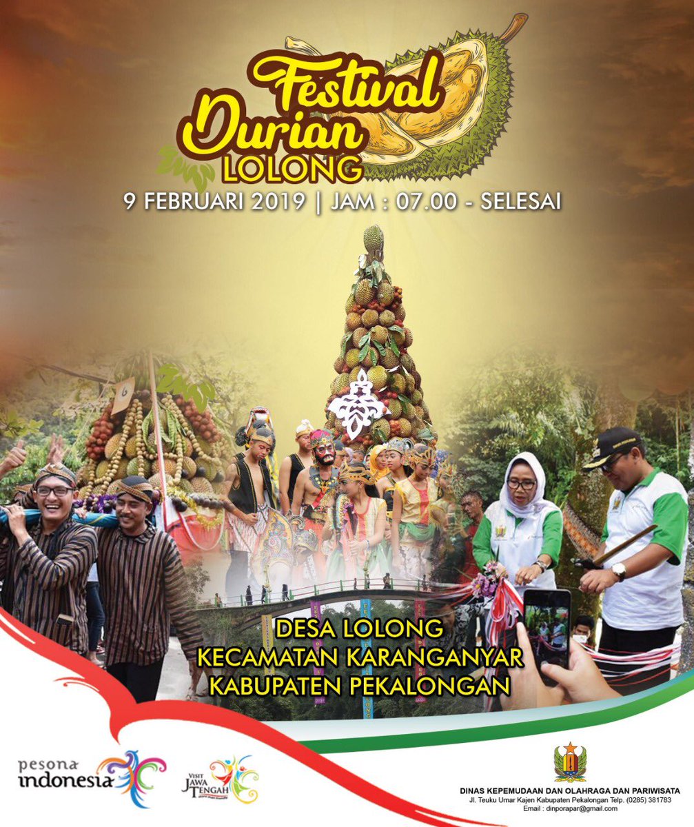 Ayo yg doyan makan durian, jangan lupa festival durian lolong tgl 9 feb 2019. Jangan sampe ketinggalan
