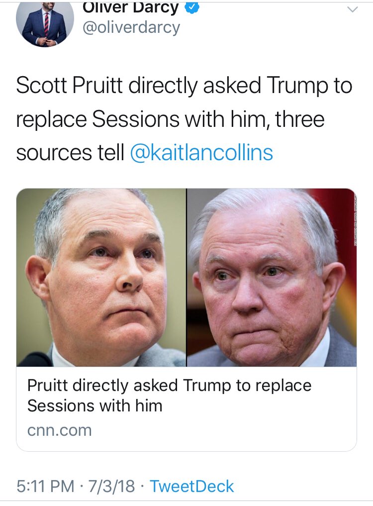 THREE sources tell  @kaitlancollins? Irrelevant if this story is true and there is no later event against which to check if it happened.BTW Pruitt left the Admin four months before Sessions.cc  @JayCaruso