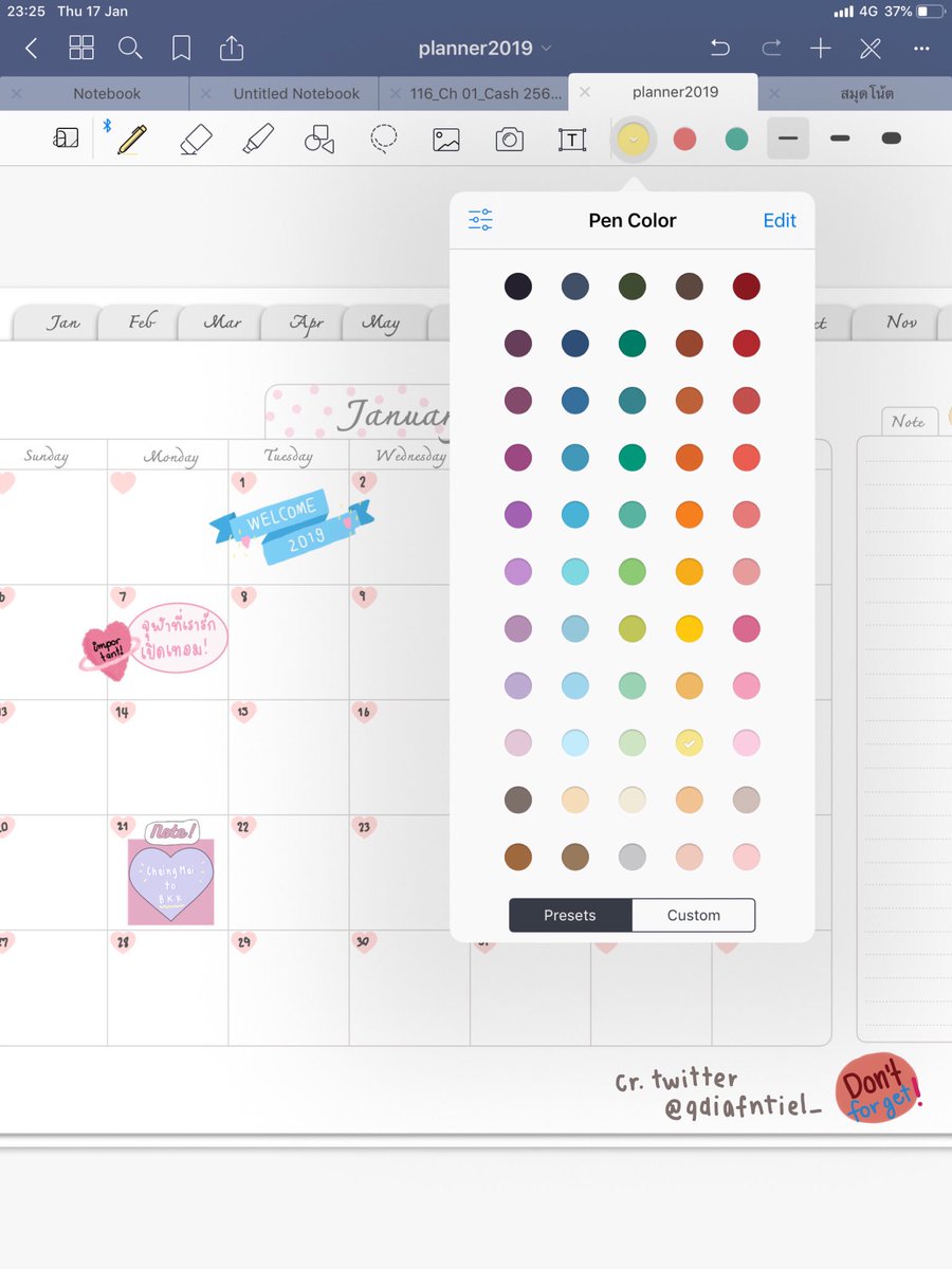 babegifttt's tweet photo. แจกพาเลทสีและไฮไลท์จุ๊ดโน้ตค้าบ ไม่มีโค้ดให้น้า แต่แนะนำแอพ flat palette ค่ะ โหลดแอพมาแล้วเอารูปพาเลทไปใส่ตามภาพแล้วเลื่อนๆจะมีโค้ดสีขึ้นมาให้ค่ะ สะดวกฝุดๆ 🌝💛#goodnotes #goodnotes5 https://t.co/V6uwVmNvLo