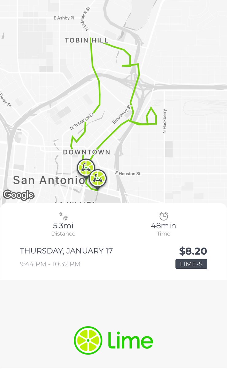 bobby919123's tweet photo. Check out my latest ride with #Lime.
Use referral code RI3ATM5 to sign up and receive $3 ride coupons when you ride. https://t.co/U5Kxj7kttS