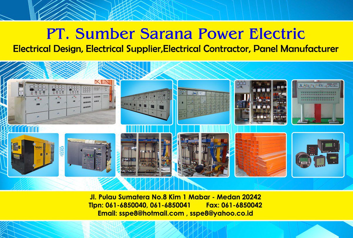 palmoilmedia's tweet photo. PT Sumber Sarana Power Electric is electrical design, electrical supplier, electrical contractor, dan panel manufacturer company.
Phone : +62-61-6850040, 6850041
Email : sspe8@hotmail.com, sspe8@yahoo.co.id

#PIBIPOP #SSPE #Palmoilcoid #Palmoil #Kelapasawit #panelmanufacturer https://t.co/Cjy0whXgBI