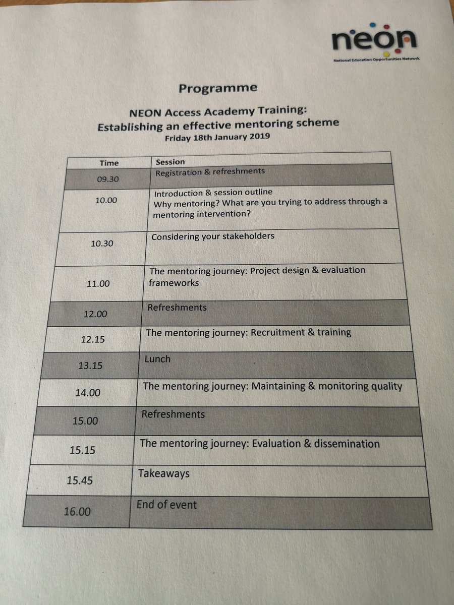 NEONHE's tweet image. Kicking off NEON's Access #AcademyTraining on Establishing on Effective mentoring scheme today with @Bright_Tweets. Going to be a productive session if the aims of the day are anything to go by! @StudyHigher