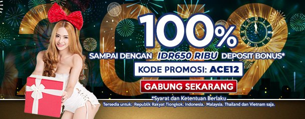 Satu lagi penawaran promosi ACE12 persembahan dari SBOBET! Dapatkan 100% BONUS DEPOSIT jika Anda mendaftar hari ini! Informasi lengkap sebagai berikut: https://goo.gl/th2p5c