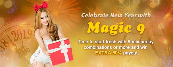 We've got more fireworks for you! With #SBOBET's MAGIC 9, you can get 50% MORE WINNINGS from every bet you make!
How about that for starting the New Year with a bang? Grab it here @ https://goo.gl/mXwq3p