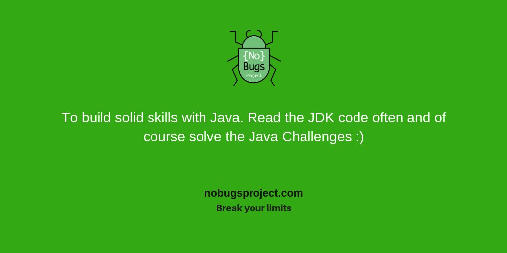 RafaDelNero's tweet image. Read the JDK code often and take the #JavaQuizzes to improve your @Java skills.

#NoBugsQuotesReplay

Get the No Bugs No Stress book for free:
buff.ly/2B1U81T