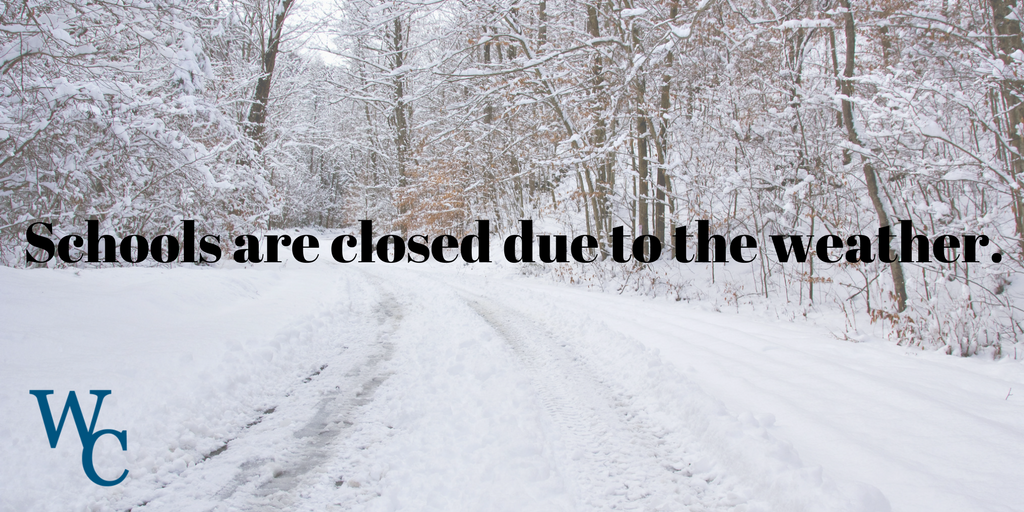 Classes are canceled for 1/18/19. Staff will report at 10 am. A Child’s Place will operate only at Glen Acres from 9 am - 6 pm. Last day of school remains 6/10/19. Enjoy the MLK Holiday weekend. Schools will reopen on Tuesday, January, 22. #wcasd