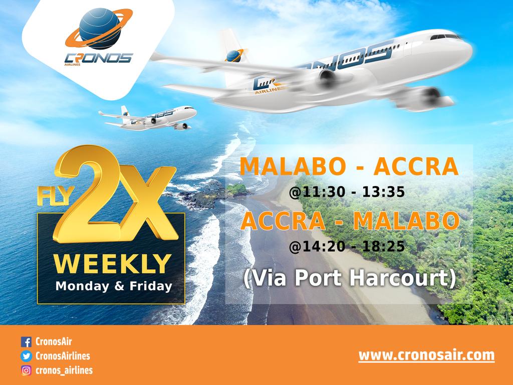 CronosAirlines's tweet photo. Fly to Accra twice weekly #cronosair #accra #malabo https://t.co/yS3DyefdBU
