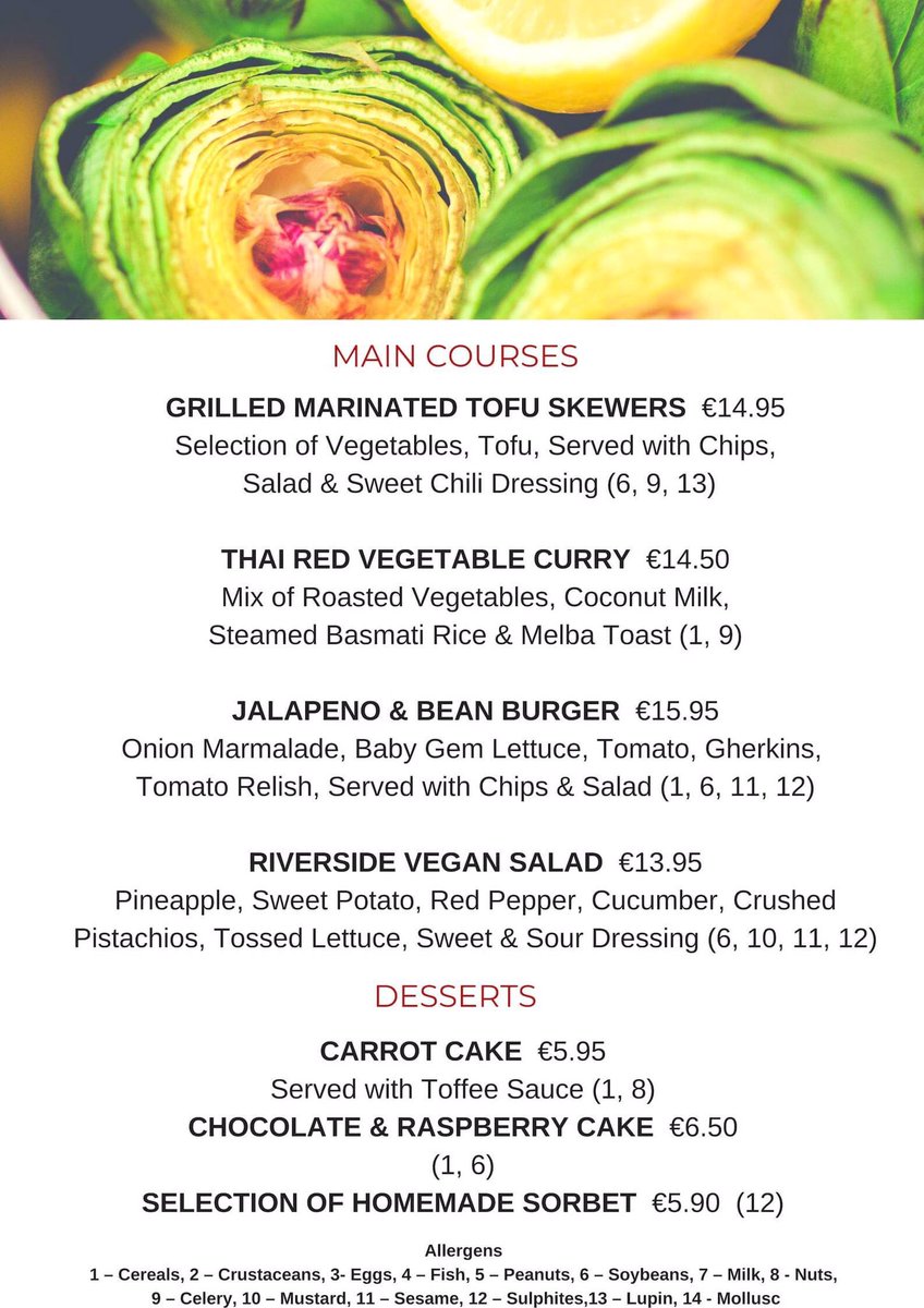Riversidekerry's tweet photo. We're delighted to be able to present you our NEW VEGAN MENU 🌱😋 
·
#newmenu #veganmenu #plantbasediet #plantbaseffood #veganfood #veganuary #veganuary2019 #tryvegan #restaurants #killarneyrestaurant #restaurantfood #veganrestaurant #chefslife #finedining https://t.co/SA9mt3kpeg