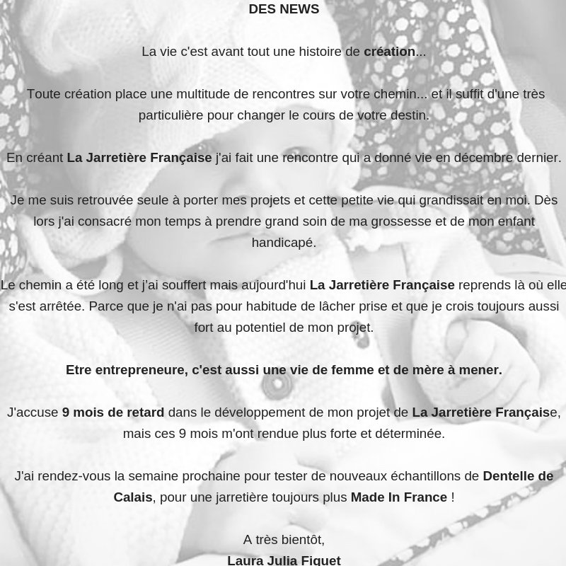 LaJarretiere_fr's tweet image. DES NEWS
La vie c'est avant tout une histoire de #création... Toute création place une multitude de #rencontres sur votre chemin... et il suffit d'une très particulière pour changer le cours de votre #destin.