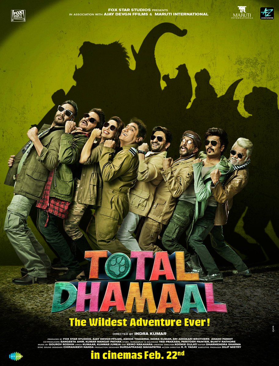 ajaydevgn's tweet photo. Aaj se hoga sirf #TotalDhamaal.
Gear up for The Wildest Adventure Ever!!
Trailer out on 21st Jan. https://t.co/R4S4rOzJIG
