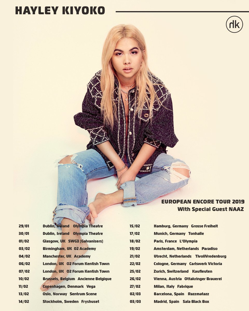 I’m so excited to announce that <a href="/BitsOfNaaz/">naaz</a> will be joining me on my European Encore tour! I can’t wait to come back, it’s going to be epic!! Last tickets available at hayleykiyokoofficial.com/tour