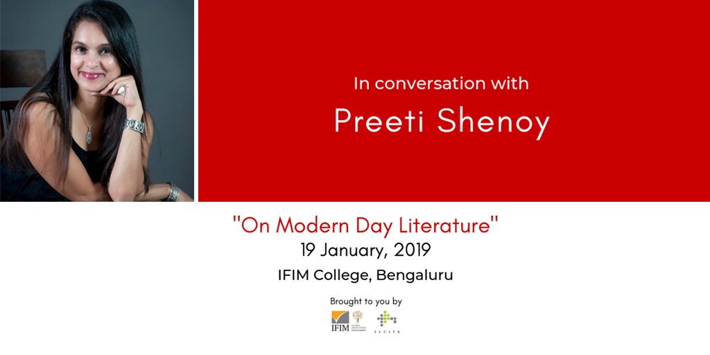 Want to meet @preetishenoy, Best-selling author of India???Then come & Join us @IgniteFilmFestival and hear her talk on “MODERN DAY LITERATURE”
Venue: @IFIMBSchool
Date: 19th Jan 2019 
Timings: 2:10 PM

#author #bestauthor #books #novels #blogger #speaker #influencer #filmfest