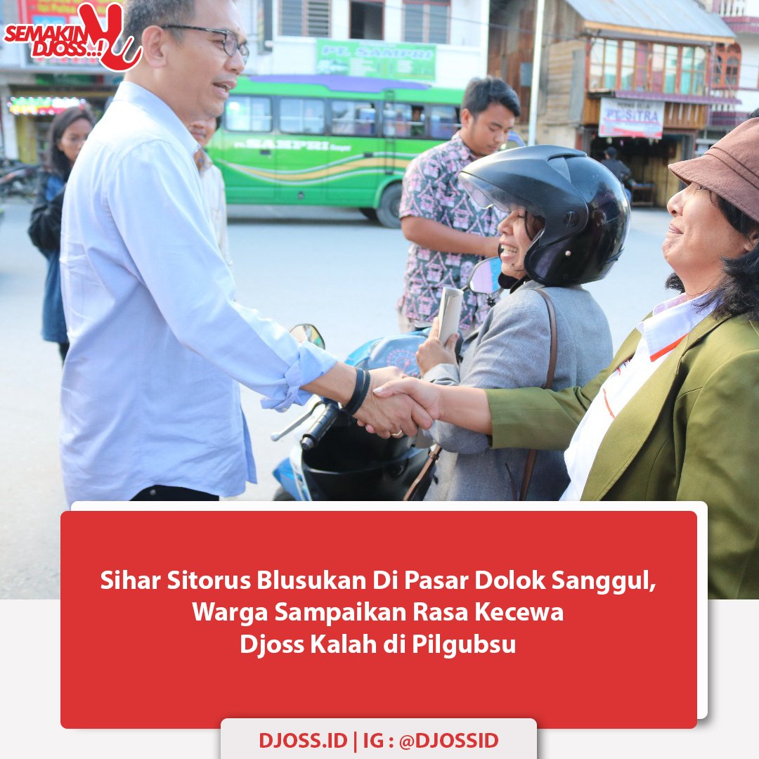 djoss_official's tweet photo. "Ah sudah berharapnya kami DJOSS menang, biar bisa berubah Sumut ini, tapi gimana lah, kecewa kali lah kami,” tutur Siregar salah seorang yang ditemui Sihar di sebuah warung kopi dekat pasar.

Baca di : https://t.co/sIc78vr3H7

#DJOSS #DjarotSihar #SiharSitorus #DPRRI #SUMUT https://t.co/tBAKW8xgan