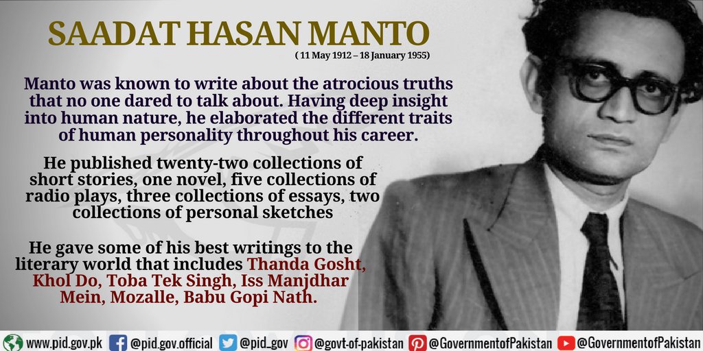 Saadat Hasan Manto posthumously gets highest Pak honour-World News ,  Firstpost