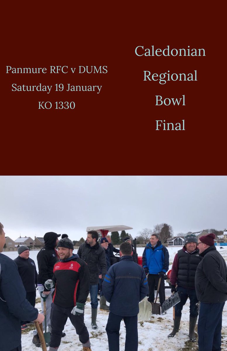 Support <a href="/PanmureRFC/">Panmure RFC</a> tomorrow in the Regional Bowl final ko 130 v DUMS <a href="/ForthillCSC/">Forthill CSC</a> #ferrysport