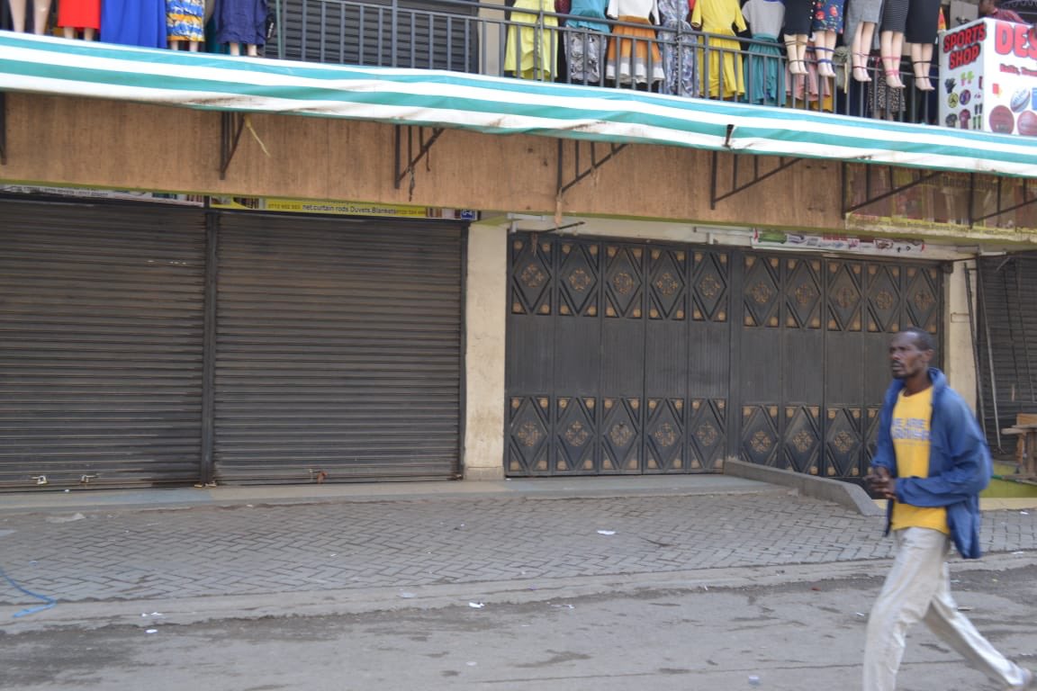 Asmali77's tweet photo. Eastleigh says NO to Terrorism. NO to Alshabab. NO to hatred. Shops closed in solidarity with all the victims of the Riverside attack. https://t.co/kttRrCIw9Q